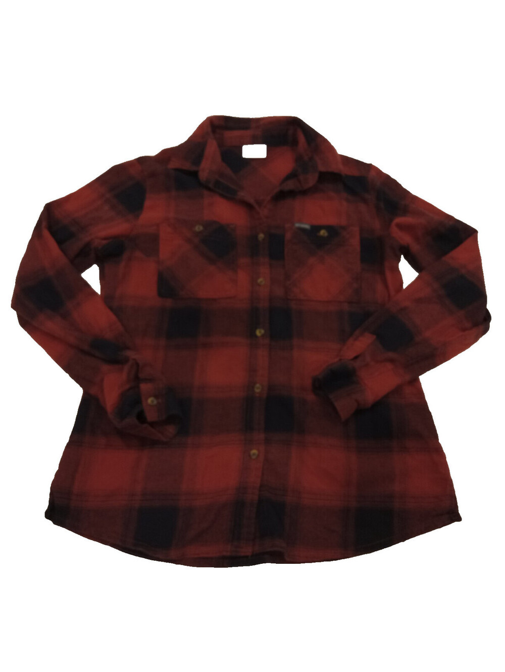 Hurley Hooded Flannel Shirt Womens Medium Blue Gray Plaid Contrast Gray Hood M